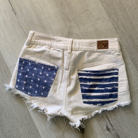 American Eagle Outfitters Pants - American Eagle high rise festival shorts ivory flag summer beach bohemian size 2